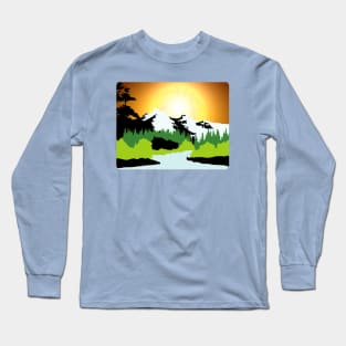 Bob Ross Basketball Sunrise Long Sleeve T-Shirt